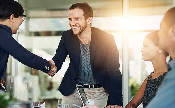 Two business people shaking hands